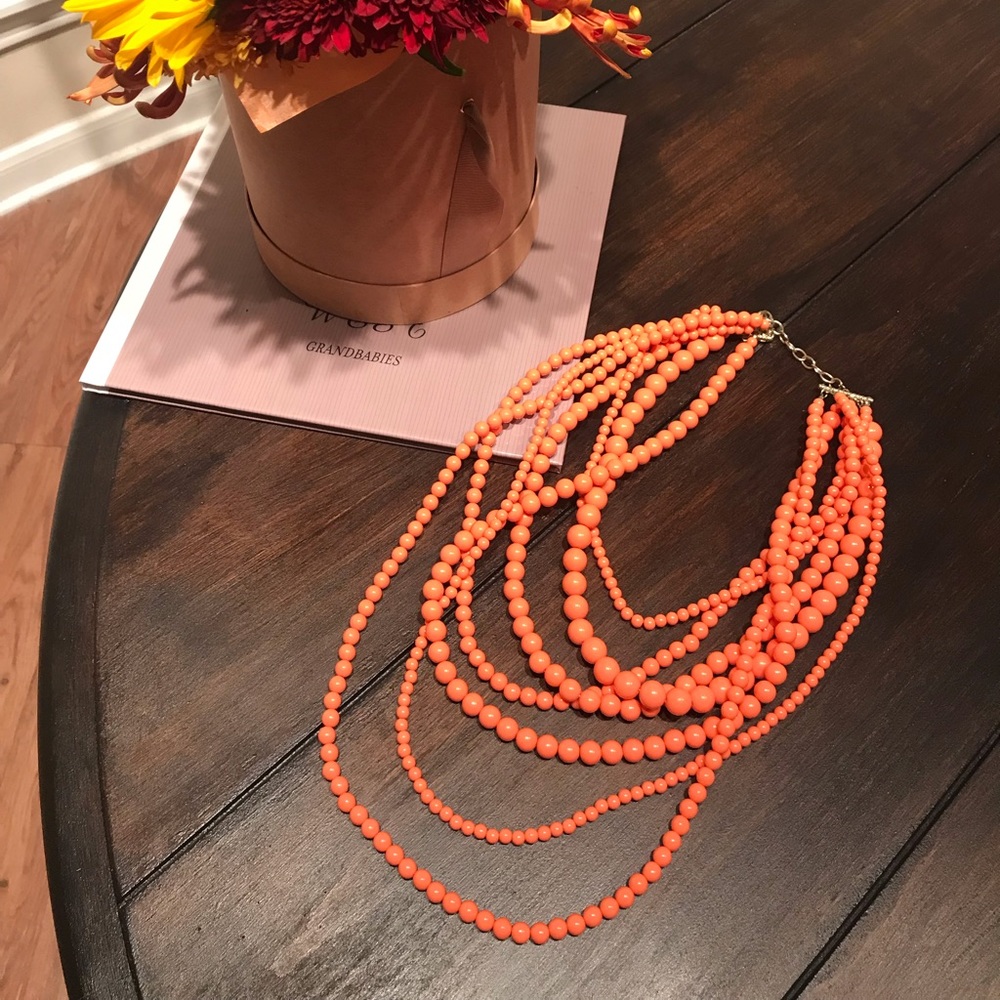 Coral & Teal beaded necklace